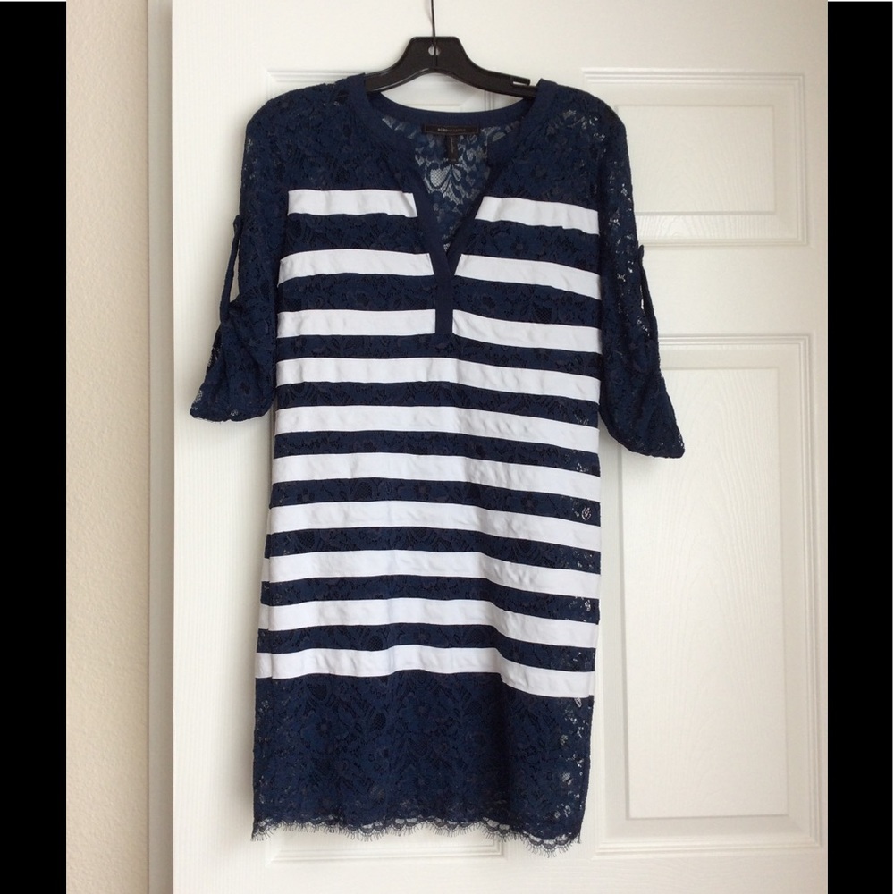 BCBGMAXAZRIA NWOT navy and white stripe dress xxs