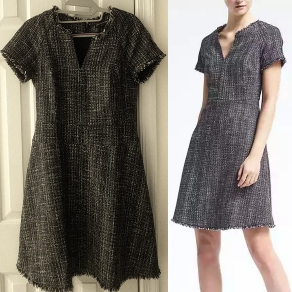 Cap Sleeve Vee Neck Dress in Navy