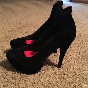 Black velvet platform heels - worn once!
