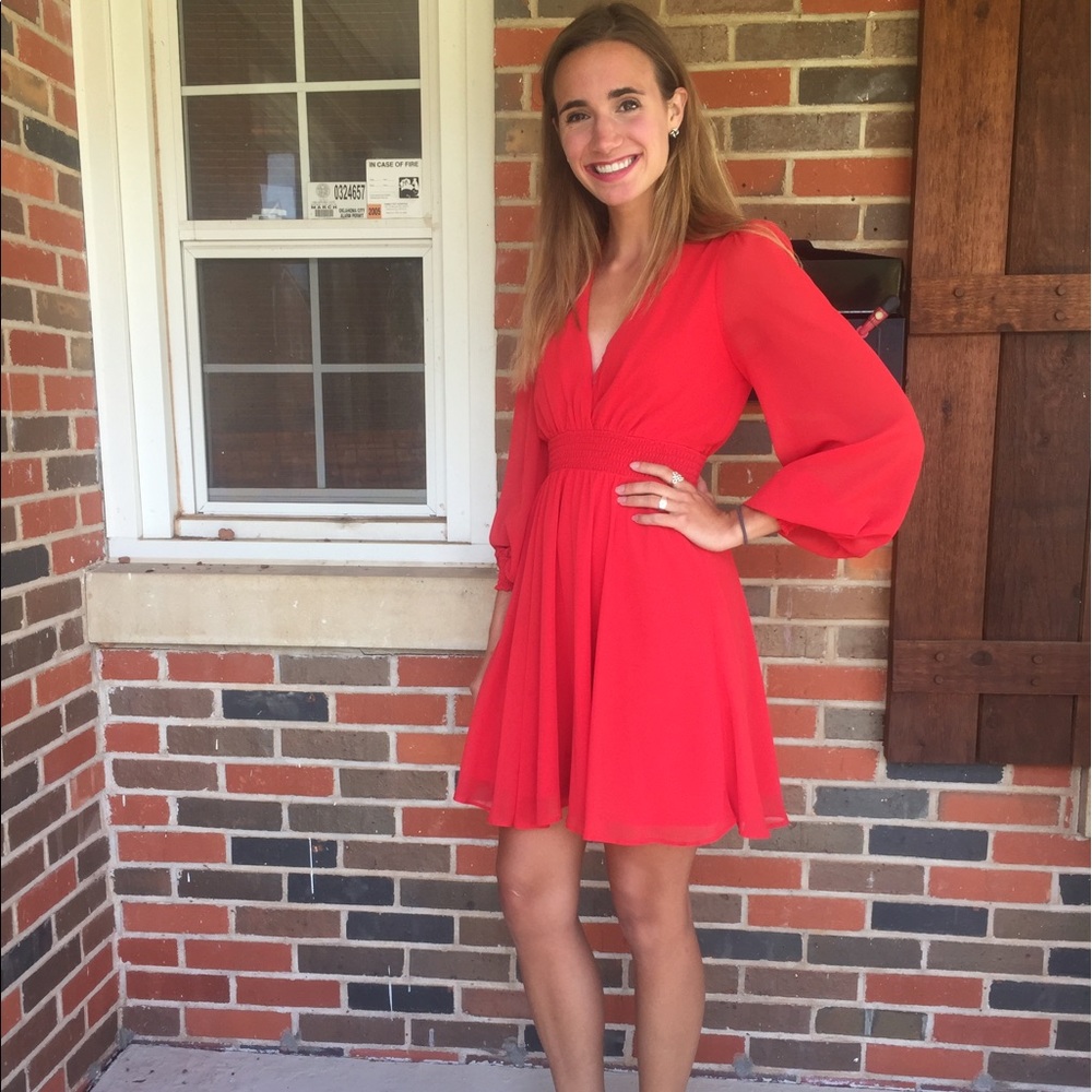 Asos red long sleeved dress