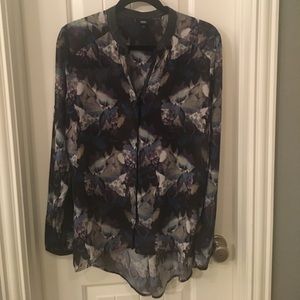 Mossimo Multi Color Print Button Down Blouse