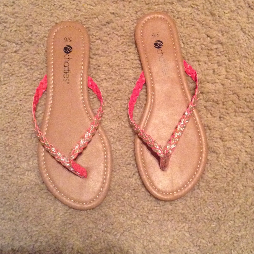 Coral Strap Flip Flops