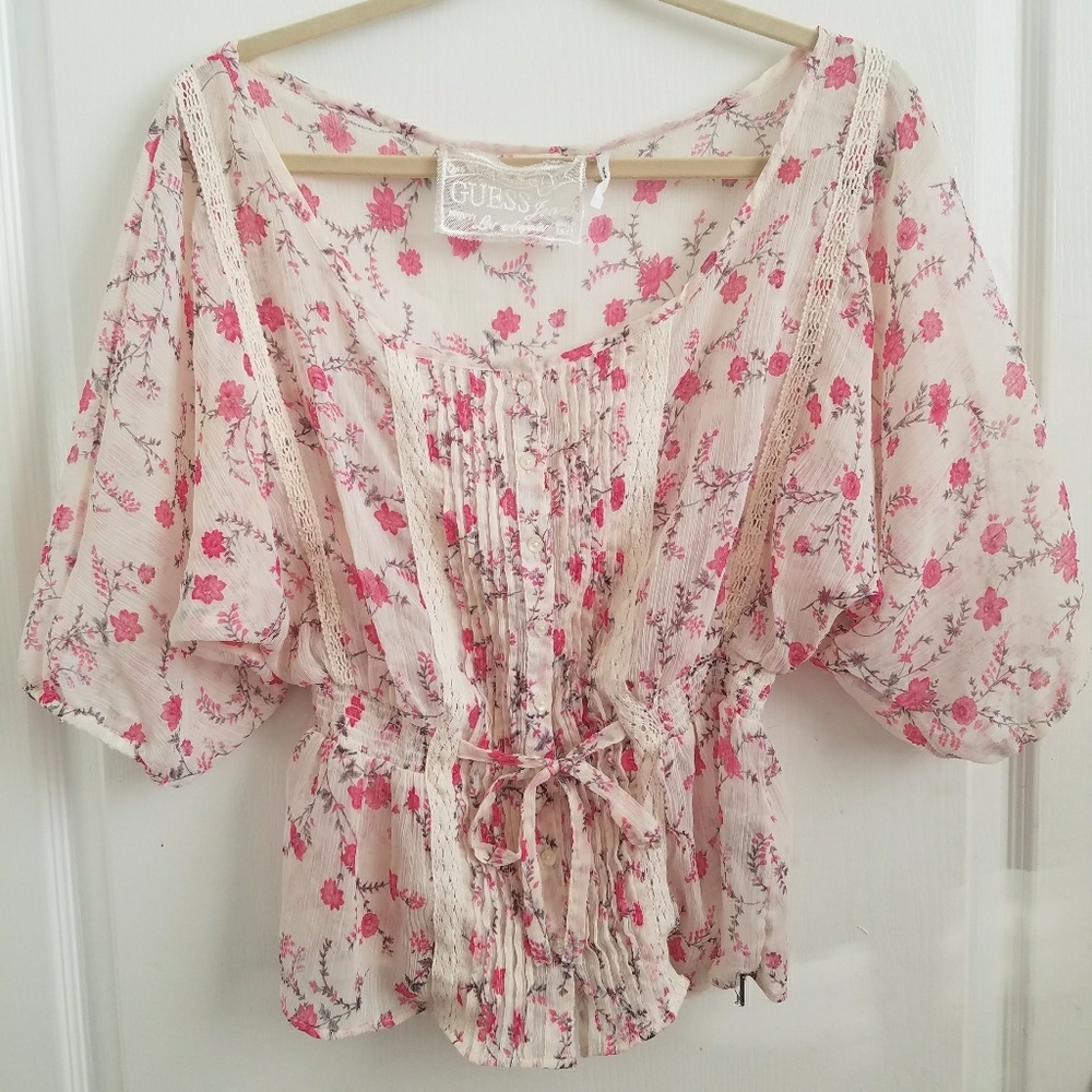 Guess sheer offhoulder top