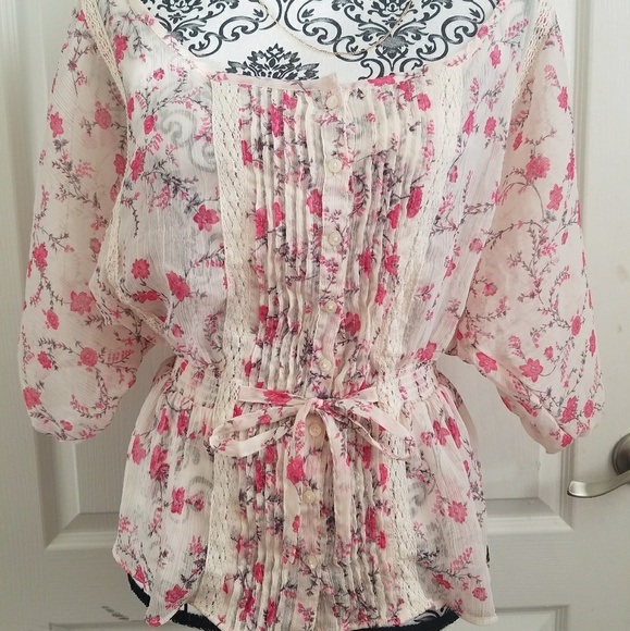 Guess sheer offhoulder top - Picture 2 of 4