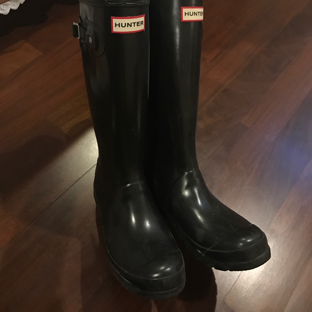 Kids hunter original gloss rain boots black