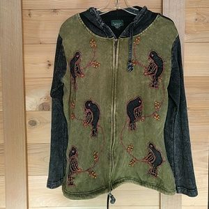 Hippy Boho Portland Yoga Gardener Blackbird Hoodie