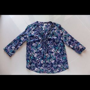 Violet Floral Ruffled Blouse