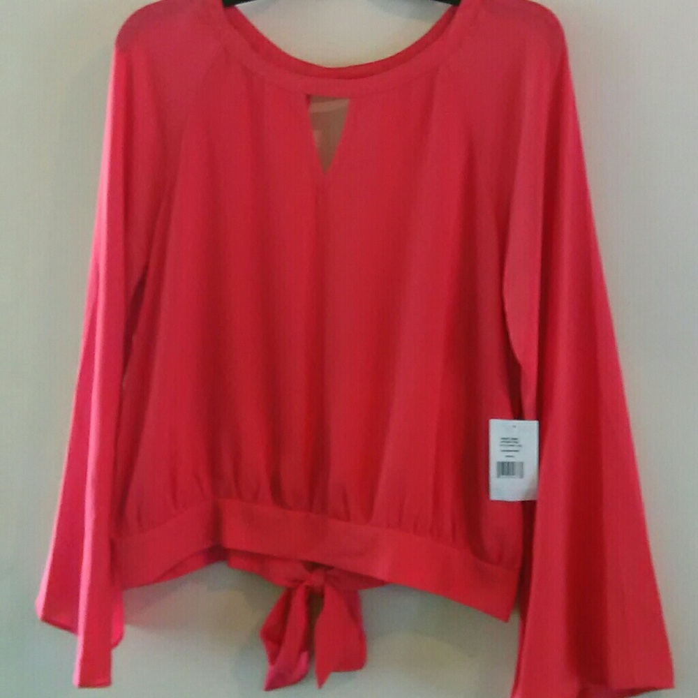 MM Kimono Bell Sleeve Open Back Tie Blouse