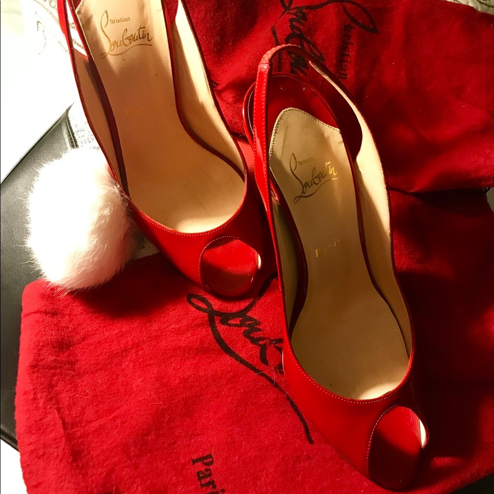 Christian louboutin patent high heel red shoes