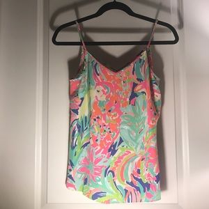 Lily Pulitzer Zoe Silk Tank in Casa Banana XXS