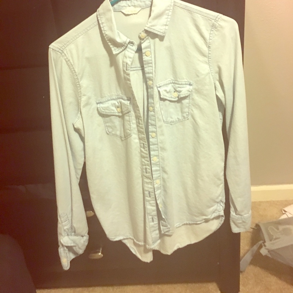 Light Wash Denim Button Flannel