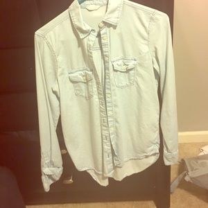 Light Wash Denim Button Flannel