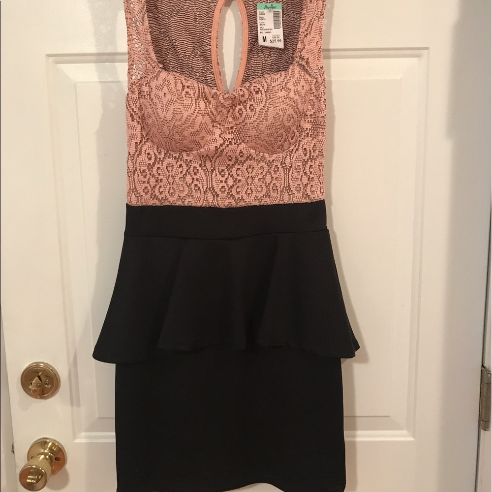 Papaya black/pink peplum cocktail dress