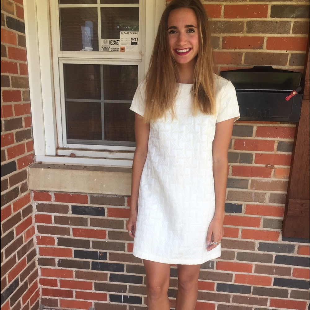 Cream textured mini dress