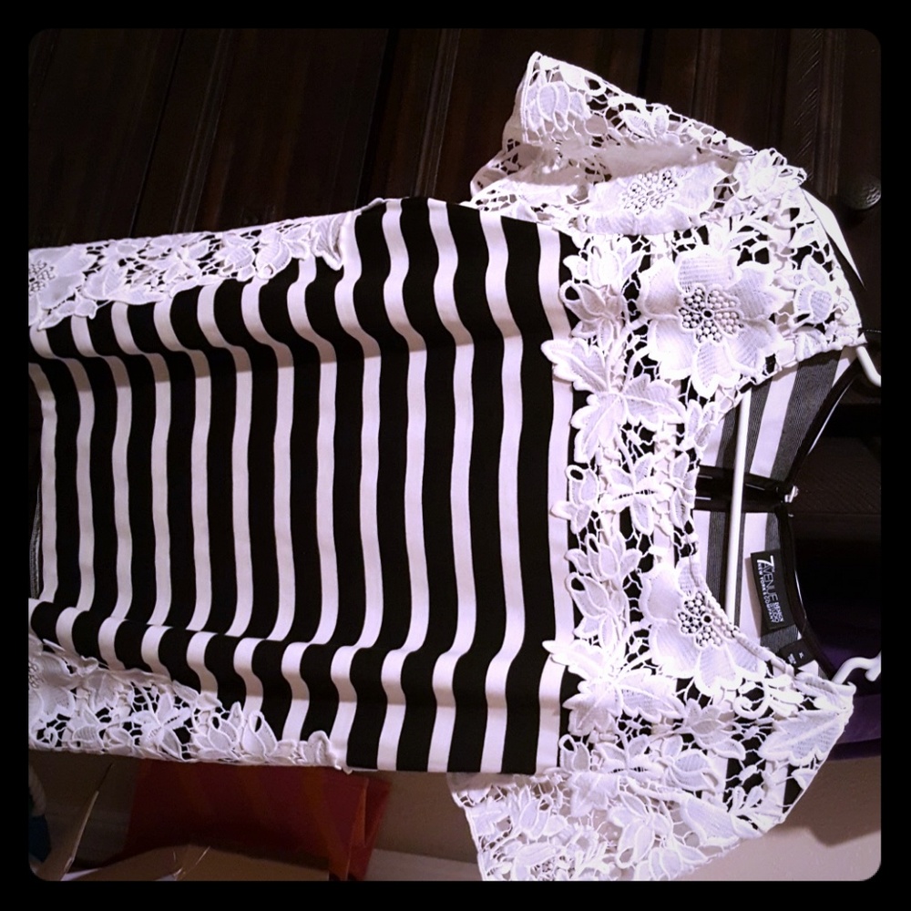 Striped lace blouse