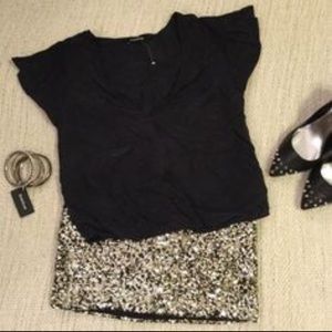 Silver/black Mini Skirt