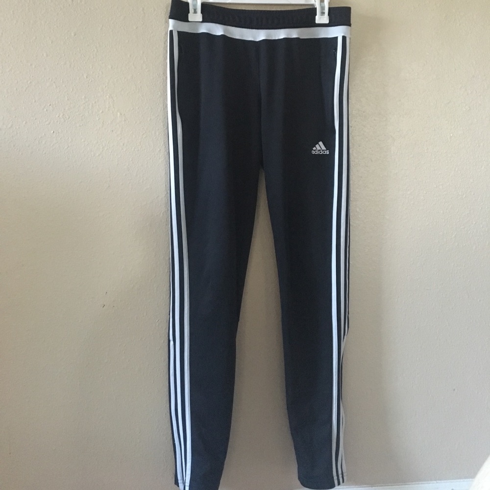 Black and white adidas joggers