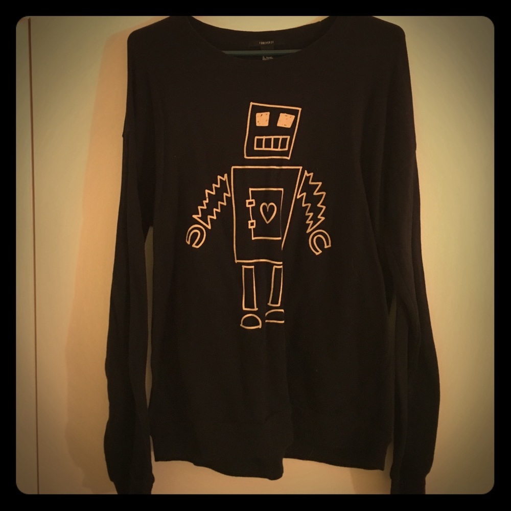 Black robot love shirt