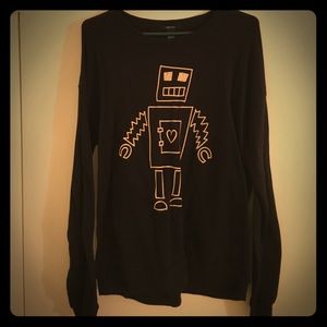 Black robot love shirt