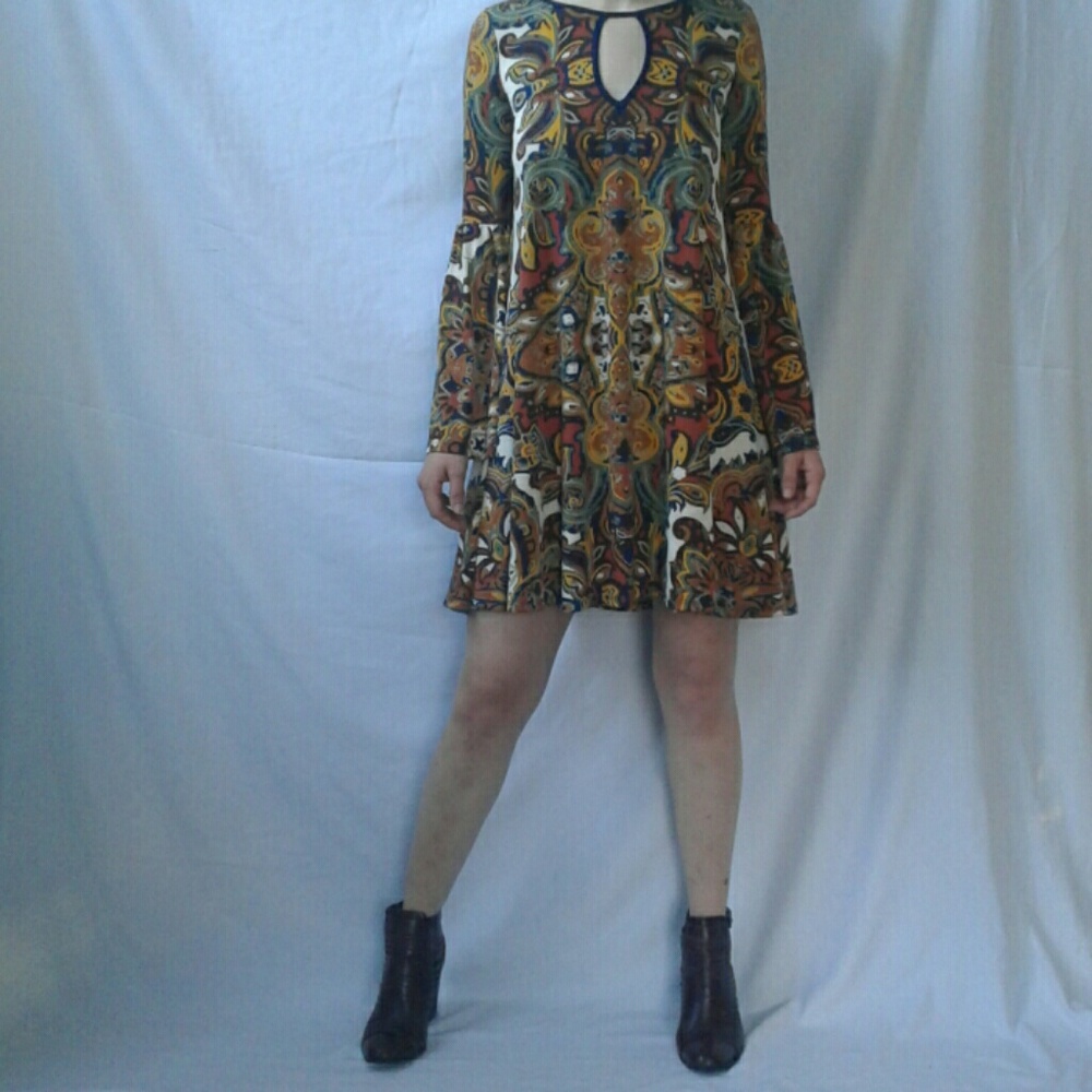 Bohemian Summer Dress w/ Bell Sleeves