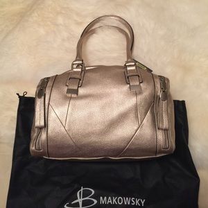 NWT B Makowsky Gold Leather satchel