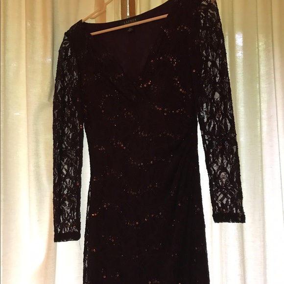 Evening Ralph Lauren. Worn once. Purple lace. 4. - Picture 1 of 3