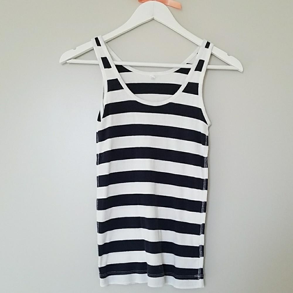 Blue and white stripe tank top