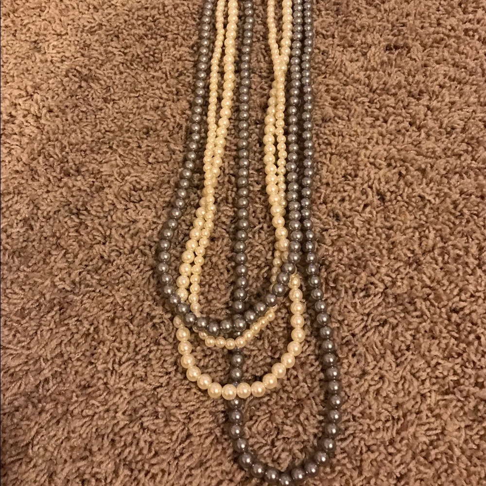 Grey and Pearl double strand necklaces