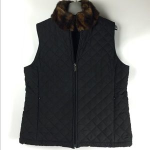 Puffer Vest Faux Fur Collar