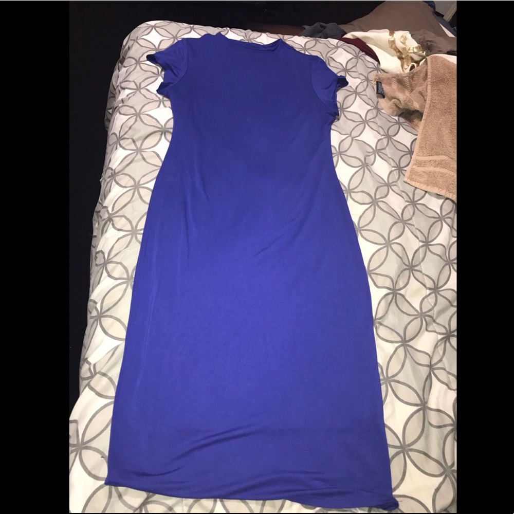 Royal Blue Midi Fitted Dresa
