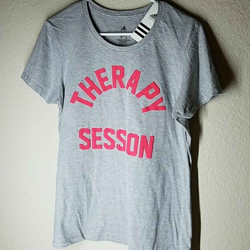 New with tag adidas women's shirt, ligth gray.