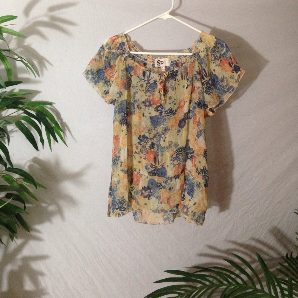 Floral mesh top SO