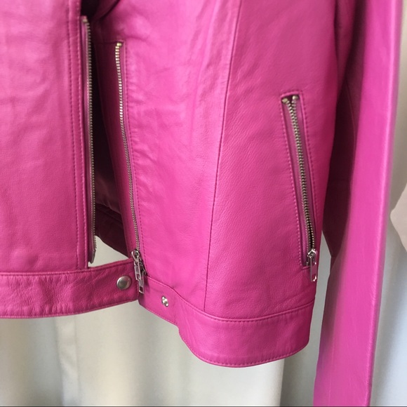 La Vie Jackets & Coats - Fuchsia Faux Leather Moto Jacket La Vie Jackets & Coats - Fuchsia Faux Leather Moto Jacket