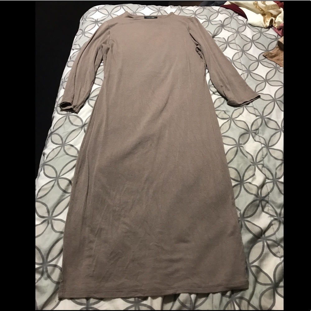 Brownish Grayish Midi Fitted dress