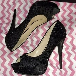 Stunning black rhinestone heels