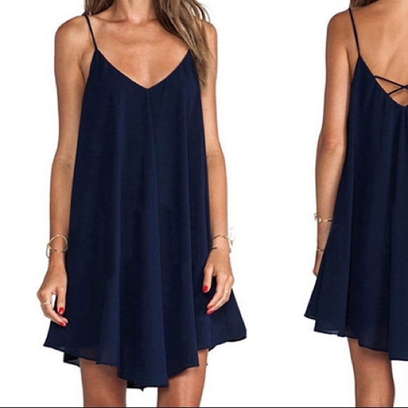 ⚜"Julia" ll Navy Chiffon Criss-Cross Dress 🌸 - Picture 2 of 6