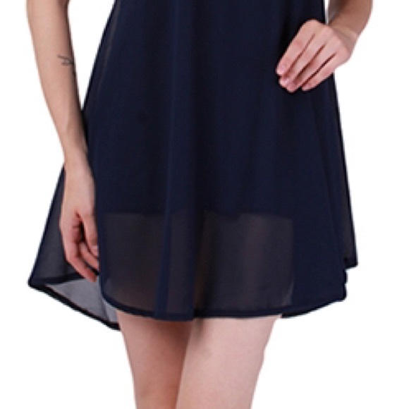 ⚜"Julia" ll Navy Chiffon Criss-Cross Dress 🌸 - Picture 4 of 6
