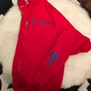 Vs pink zip up phillies sweatshirt