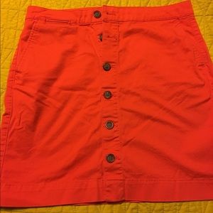 Bright orange button up skirt Gap