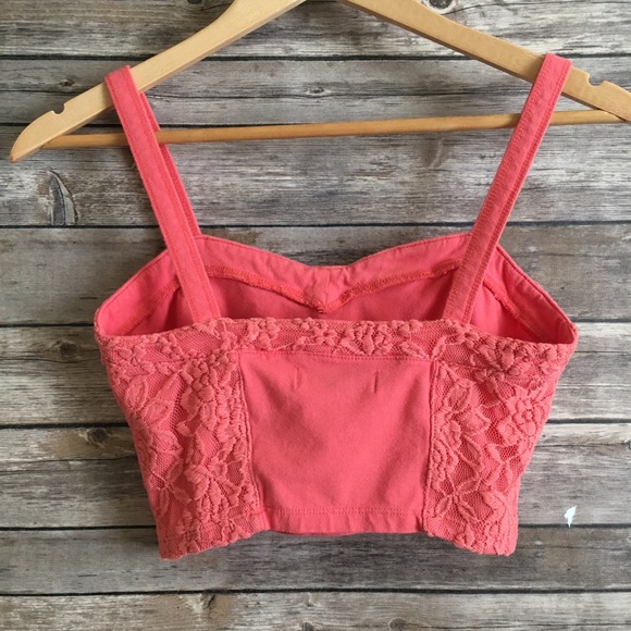 Hollister coral lace bralette crop top - Picture 2 of 6