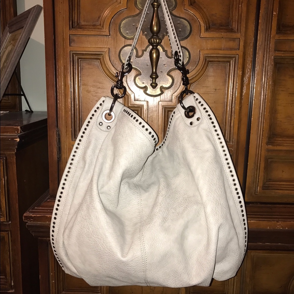 Grey Faux Leather Hobo Bag