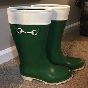 Gucci green & white rain boots