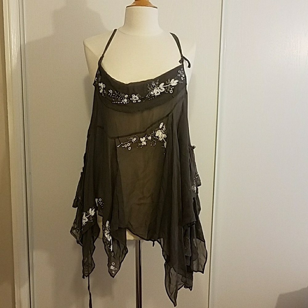 **FLASH SALE **  All Saints beaded  silk top