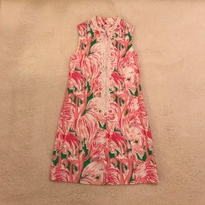 Lilly Pulitzer pink flamingo print dress.