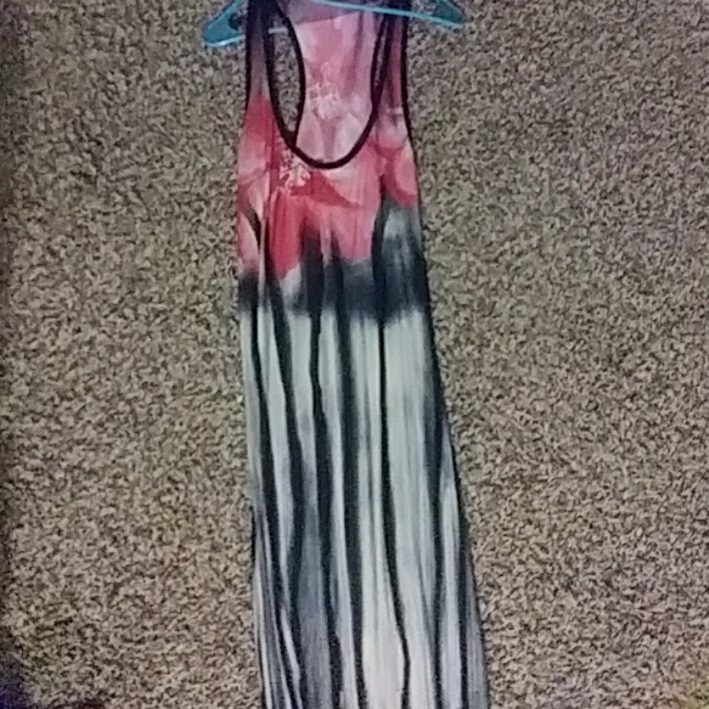 Long pink,black and whit long dress