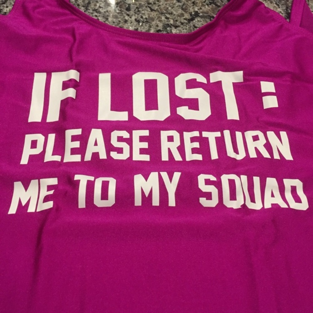 XL Fushia IF LOST PLEASE RETURN Swimsuit - Picture 2 of 6