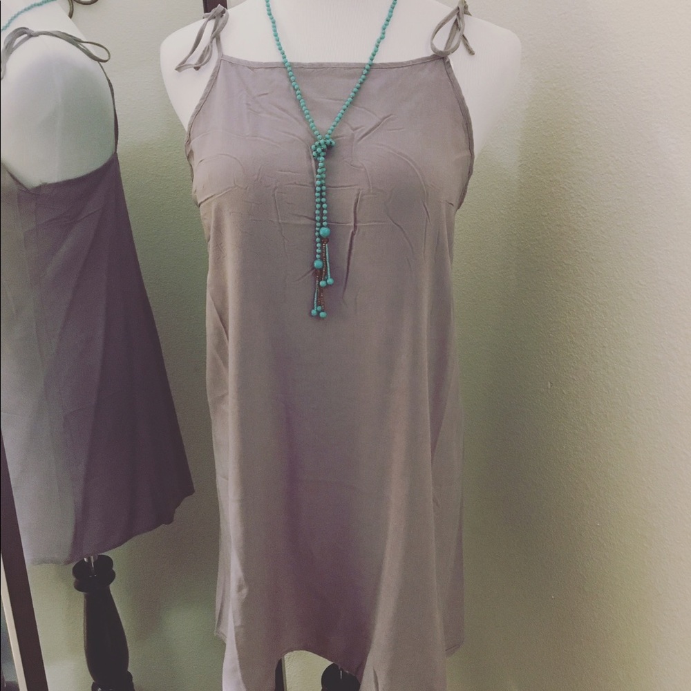 Gray dress with tie straps