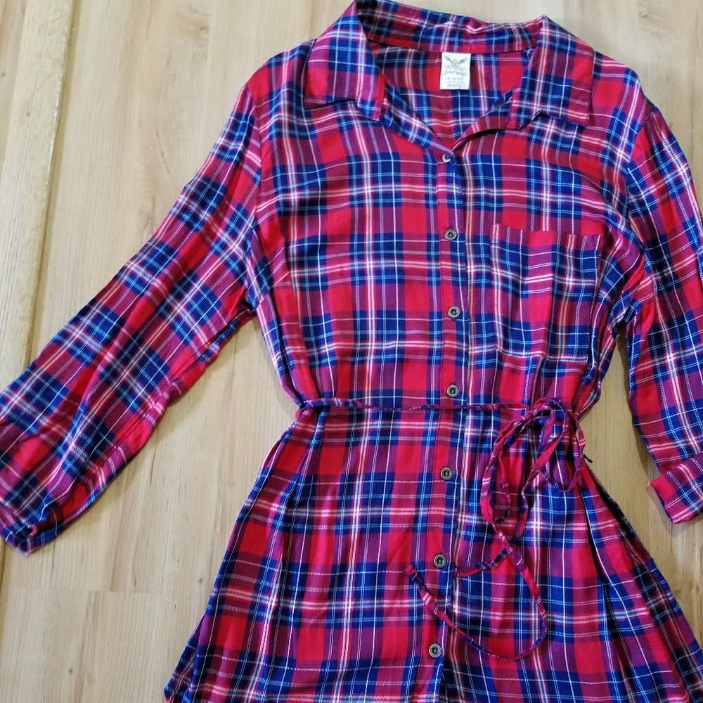 Plaid button down top