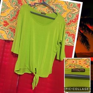 Lime Green Tie Front Top