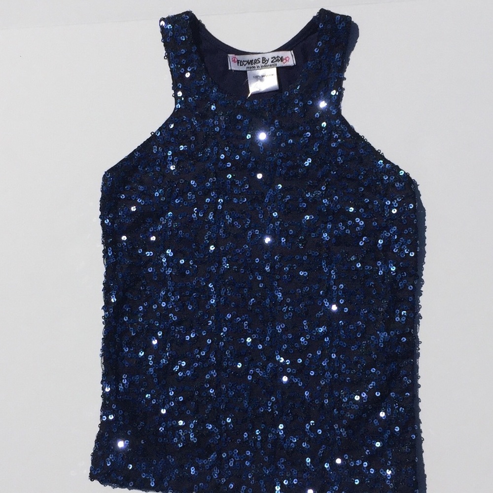 NWOT flowers By zoe blue sequins tank